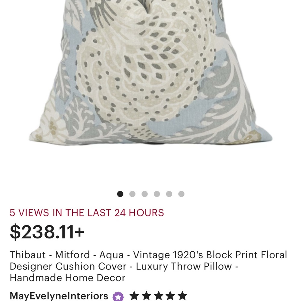 Thibaut Milford aqua vintage 1920’s block print luxury pillows (set of 2)